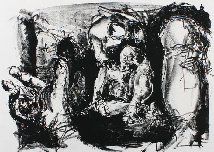 Black and white lithography, Untitled, 2003