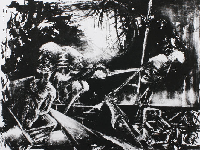 Black and white lithography, Siamesische Zwillinge, 2003