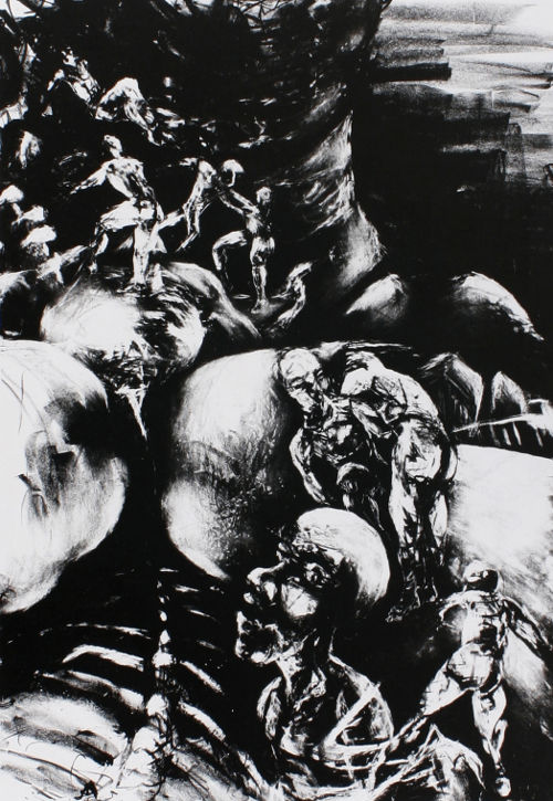 Black and white lithography, Untitled, 2003