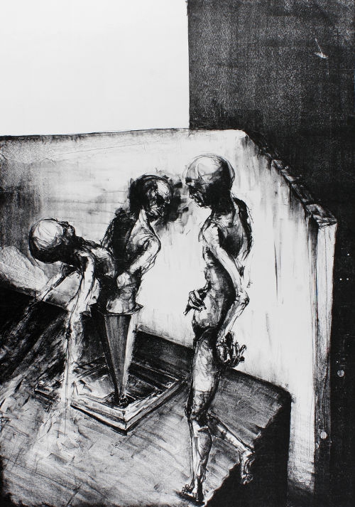 Black and white lithography, Untitled, 2004